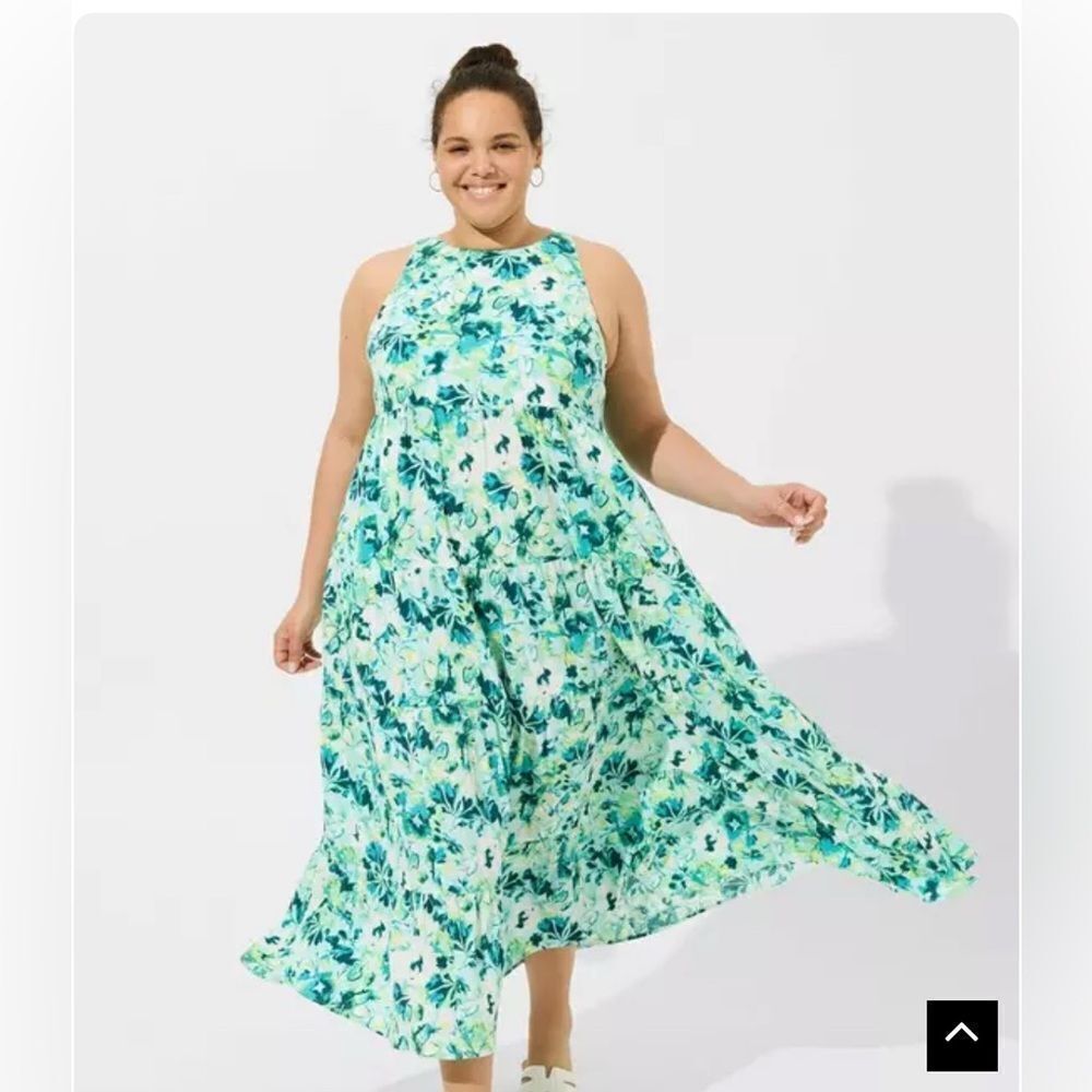 Torrid Maxi Gauze Halter Tiered Dress